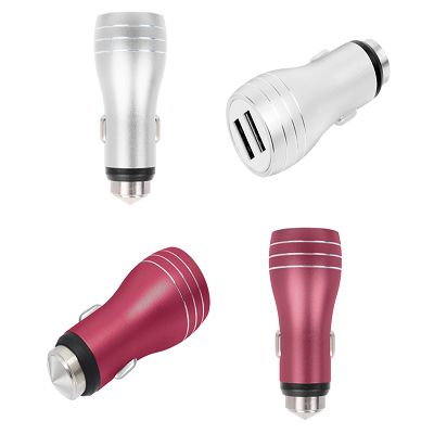 QC2.0 Dual USB Car Charger with Safety Hammer