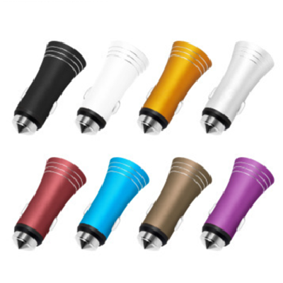 QC2.0 Dual USB Car Charger with Safety Hammer