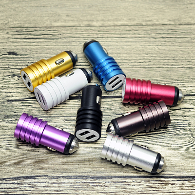 QC2.0 Dual USB Car Charger with Safety Hammer
